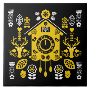 German Bauernmalerei Folk Art Ceramic Tile