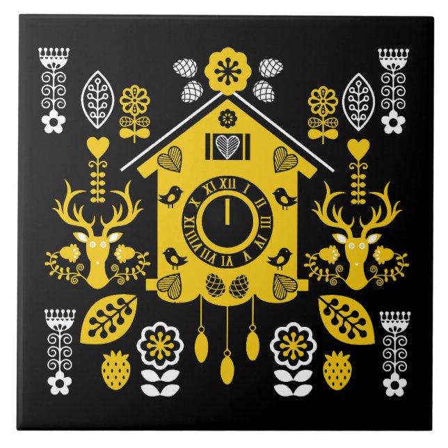 German Bauernmalerei Folk Art Ceramic Tile (Front)