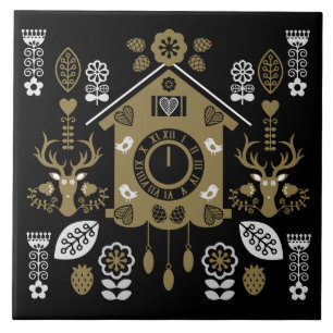 German Bauernmalerei Folk Art Ceramic Tile