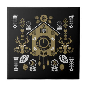German Bauernmalerei Folk Art Ceramic Tile