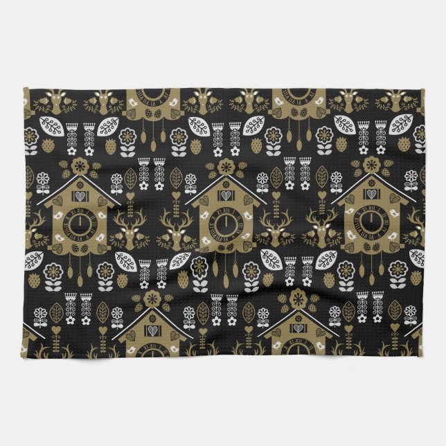 German Bauernmalerei Folk Art Tea Towel (Horizontal)