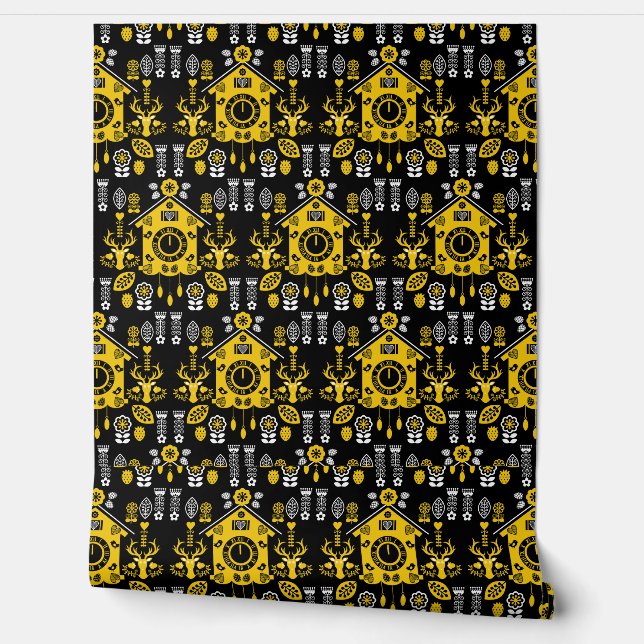 German Bauernmalerei Folk Art Wallpaper (Unrolling)