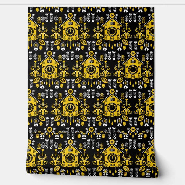 German Bauernmalerei Folk Art Wallpaper (Unrolling)