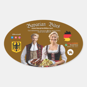German Bavarian Restaurants Food Lovers Oval Sticker