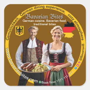 German Bavarian Restaurants Food Lovers Square Sticker