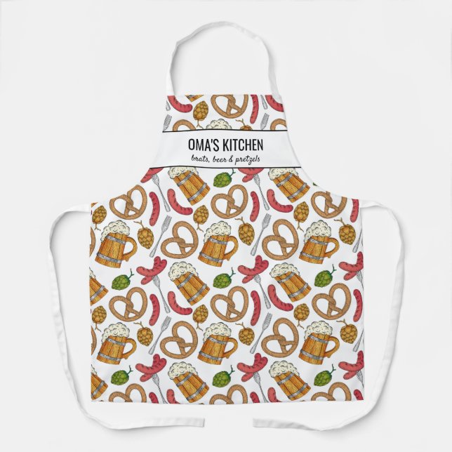 German Beer & Brats Chef Oma's Kitchen Custom Apron (Front)