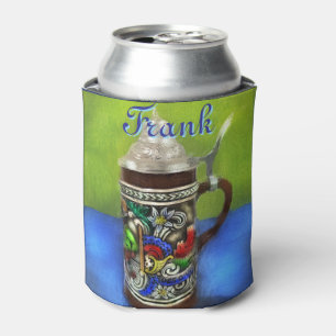 German Beer Stein w/Hinged Lid Blue Personalised  Can Cooler