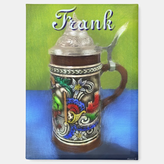 German Beer Stein w/Hinged Lid Personalised Magnet (Front)