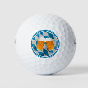 German Beer Steins on Blue White Bavarian flag Golf Balls