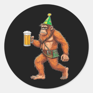 German Bigfoot Sasquatch Beer Lederhose Funny _1 Classic Round Sticker