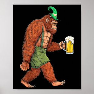 German Bigfoot Sasquatch Beer Lederhose Funny _2 Poster