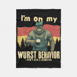 German Bigfoot Sasquatch Funny Retro Lederhose Fleece Blanket