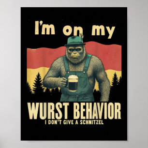 German Bigfoot Sasquatch Funny Retro Lederhose Poster