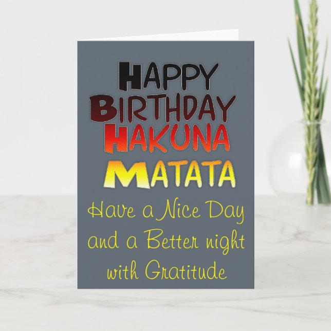 German Birthday Hakuna Matata Art Print Card (Front)