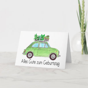 German Birthday Retro Fiat 500 Card