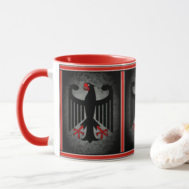 German, black eagle of German flag, Germany 11oz Mug (With Donut)