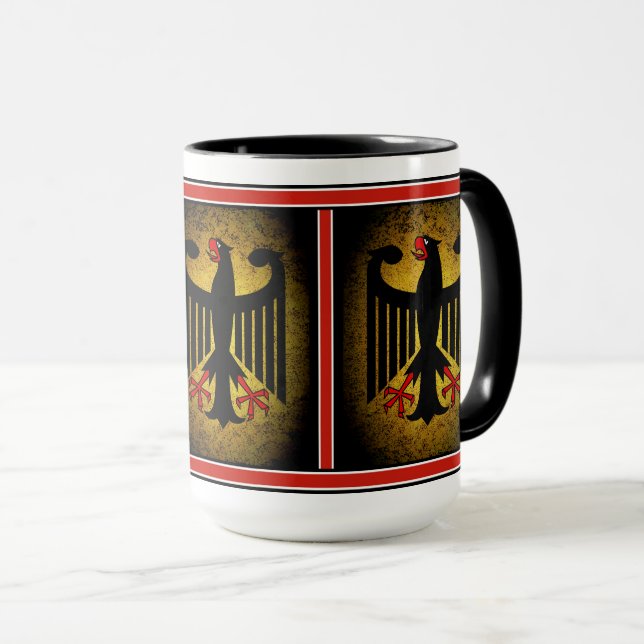 German, black eagle of German flag, Germany 15oz Mug (Front Right)