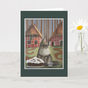  German Black Forest Cat with Cake Card