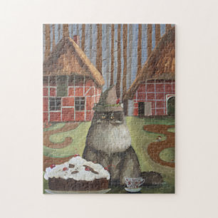  German Black Forest Cat with Cake Jigsaw Puzzle