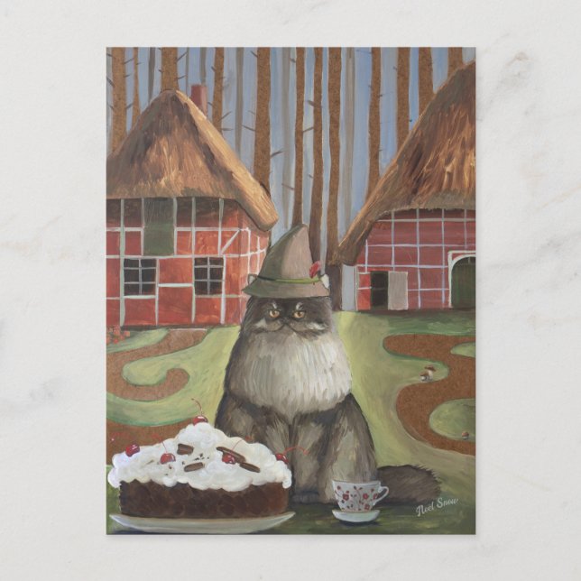  German Black Forest Cat with Cake Postcard (Front)