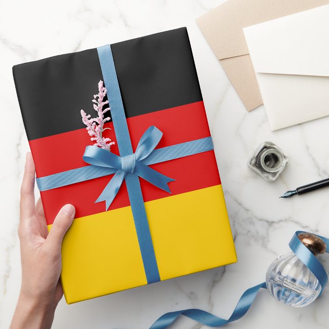 German Black Red Gold 2.3" Stripes for 7" boxes Wrapping Paper (German Flag colors sized for 7 inch boxes.)