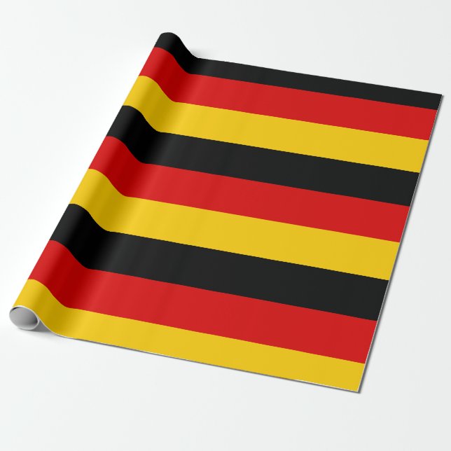 German Black Red Gold 3.7" Stripes for 11" boxes Wrapping Paper (Unrolled)