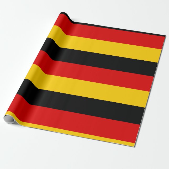 German Black Red Gold 4" Stripes for 12" boxes Wrapping Paper (Unrolled)
