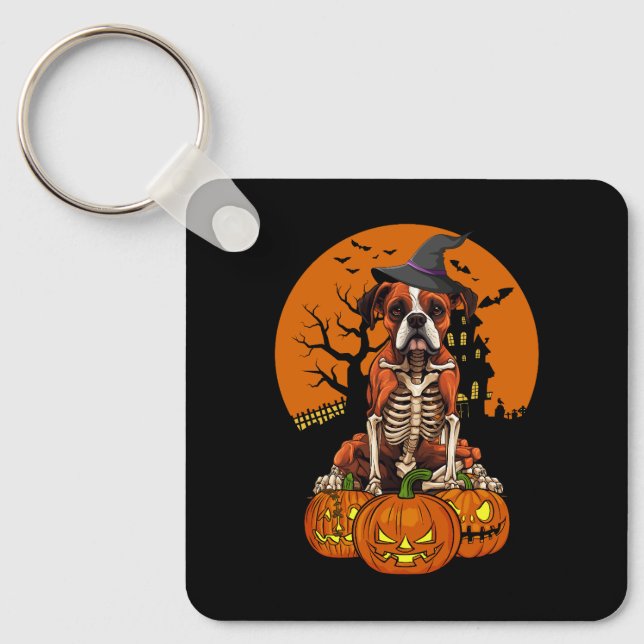 German Boxer Dog Halloween Key Ring (Front)