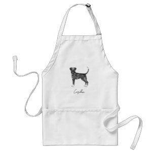 German Boxer Dog In Black And White & Custom Name Standard Apron