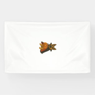 German Bulldog Halloween Dog in Vampire Costume wi Banner