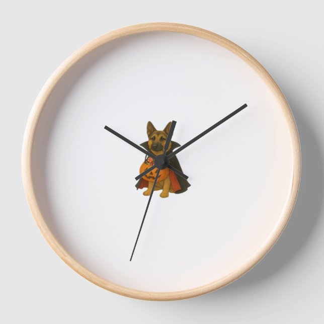 German Bulldog Halloween Dog in Vampire Costume wi Clock (Front)