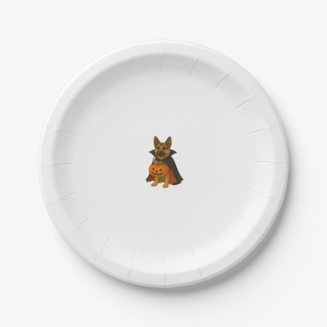 German Bulldog Halloween Dog in Vampire Costume wi Paper Plate (Front)