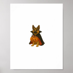 German Bulldog Halloween Dog in Vampire Costume wi Poster