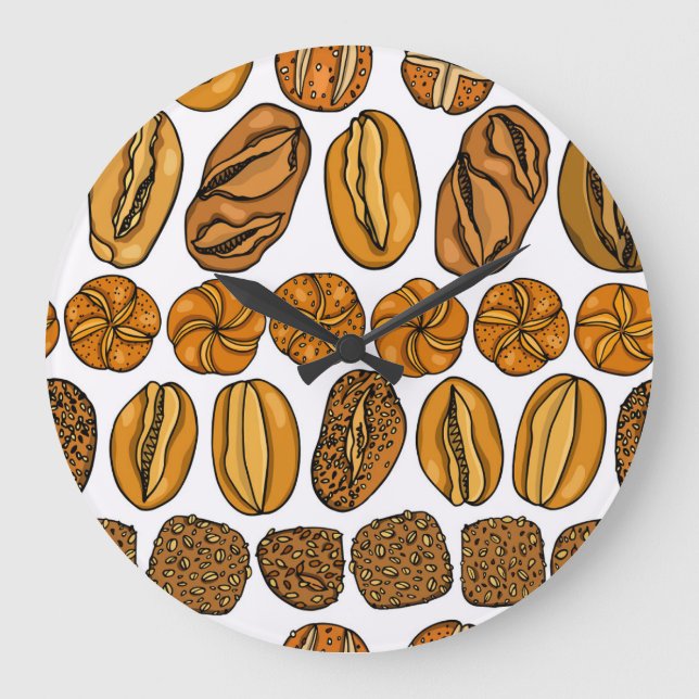 German Buns Loafs Vintage Pattern Large Clock (Front)
