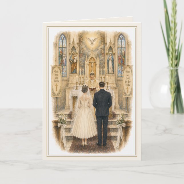 German Catholic Wedding Mass Congratulations Card (Front)