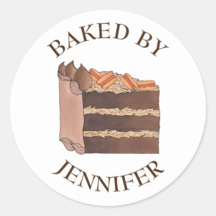 German Chocolate Cake Slice Baked By Homemade Classic Round Sticker