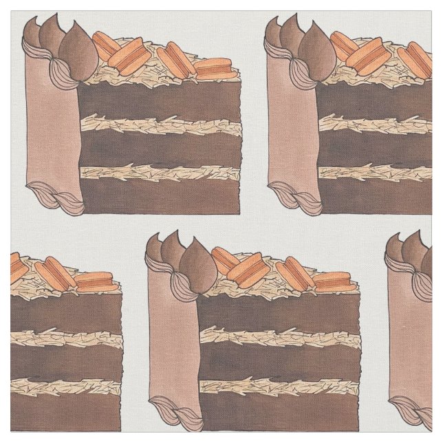 German Chocolate Layer Cake Slice Baking Dessert Fabric (Close Up)