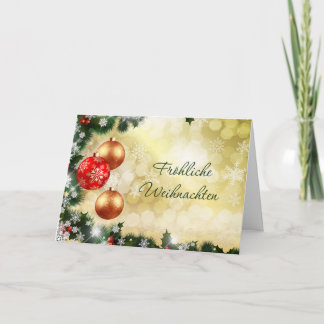 German Chrismas - red and gold baubles, snowflakes Holiday Card