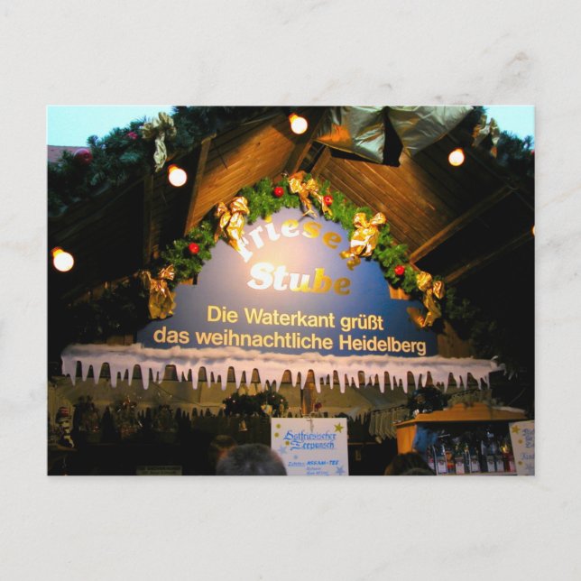 German Christmas, Festive Christmas market stube Holiday Postcard (Front)
