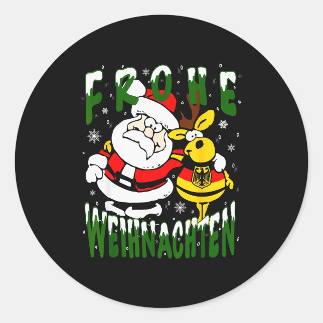 German Christmas Germany Frohe Weihnachten Frohlic Classic Round Sticker (Front)
