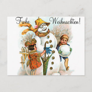 German Christmas Greetings with Christmas Lyrics Holiday Postcard