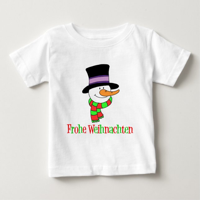 German Christmas Snowman Baby T-Shirt (Front)
