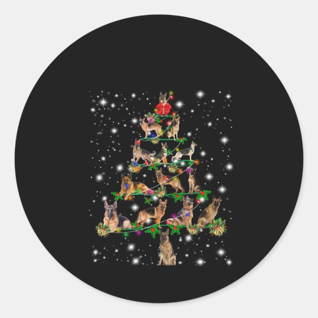 German Christmas Tree Covered By Flashlight Classic Round Sticker (Front)