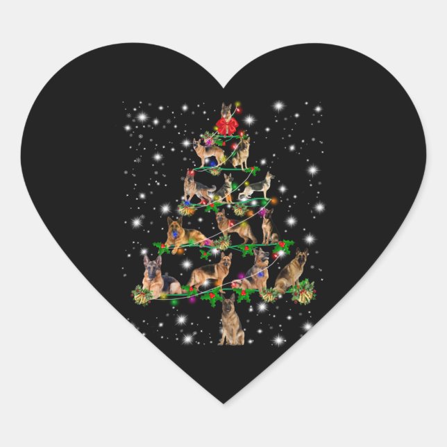 German Christmas Tree Covered By Flashlight Heart Sticker (Front)