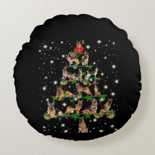 German Christmas Tree Covered By Flashlight Round Cushion