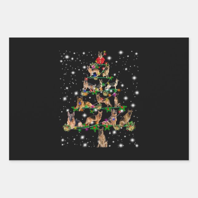 German Christmas Tree Covered By Flashlight Wrapping Paper Sheet (Front)