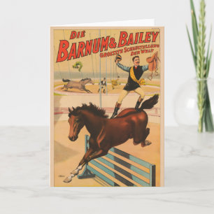 German Circus Poster Of A Man Standing On Horse Card