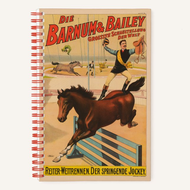 German Circus Poster Of A Man Standing On Horse Notebook (Front)