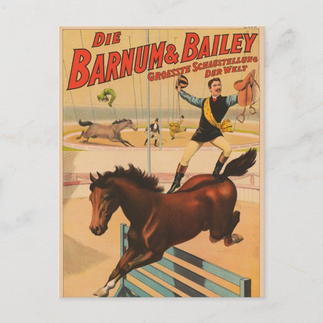 German Circus Poster Of A Man Standing On Horse Postcard (Front)