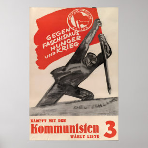German Communist Party KPD Election Poster Against